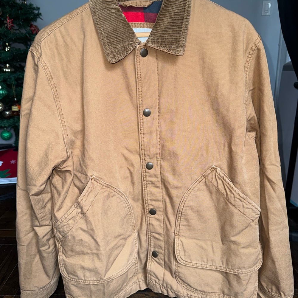 American Eagle Outfitters Tan Jacket with Corduroy Collar